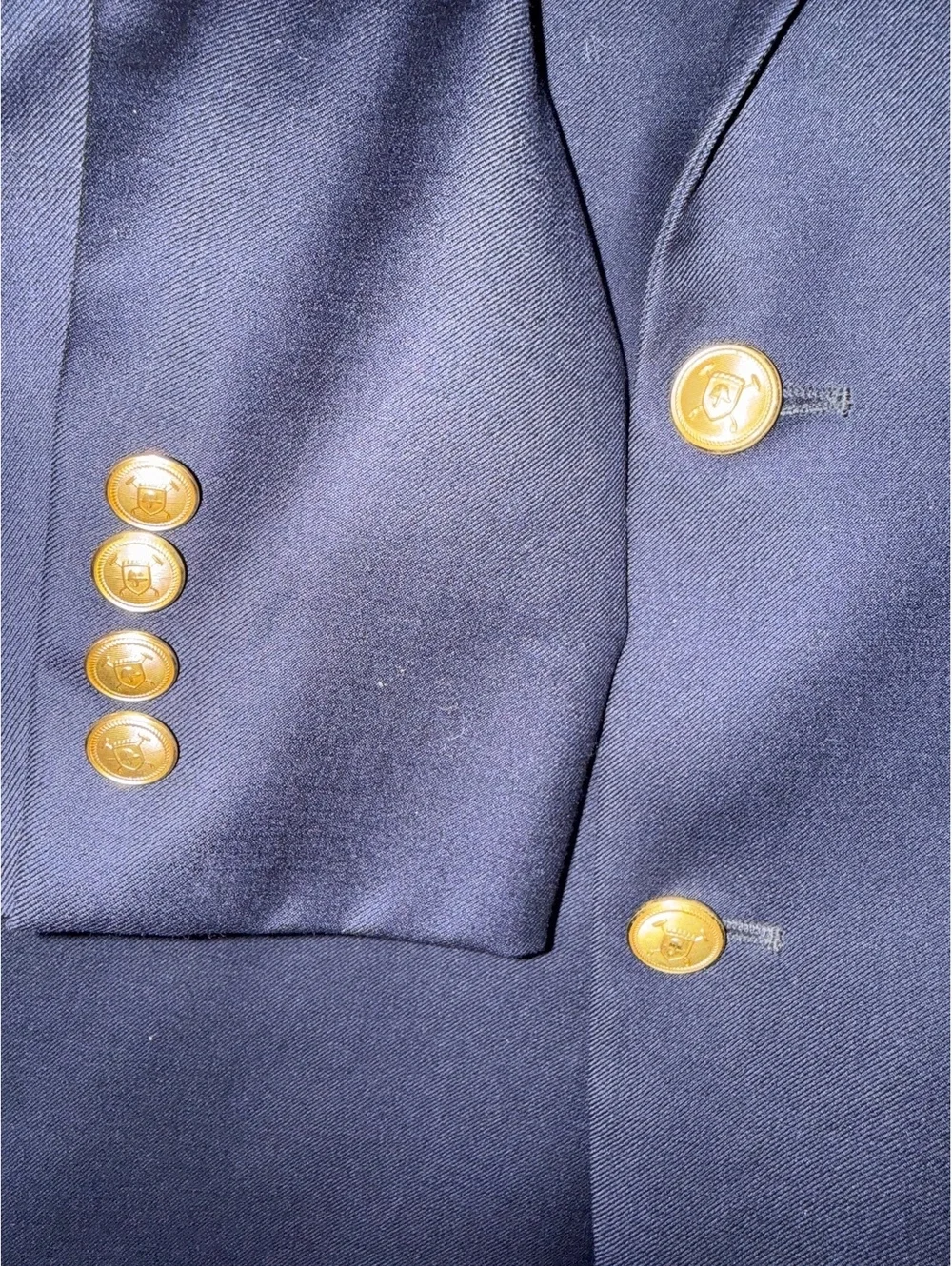 Unisex Lauren Ralph Lauren Navy Blue Wool Blazer with Gold Buttons